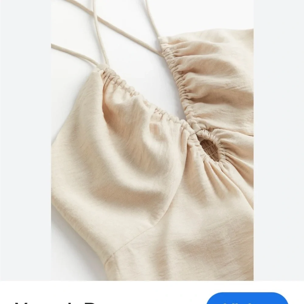 NWOT- Elegant Beige Spaghetti Strap Dress. Key hole middle. - Picture 3 of 11